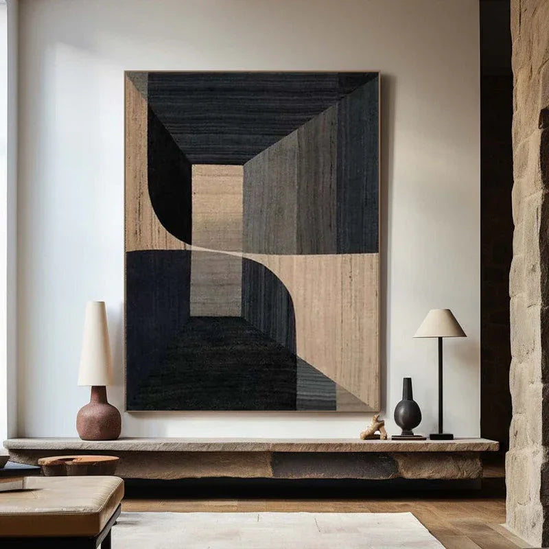 Geometric Tranquility-Geometric Space Abstract Wall Art with Extremely Simple Style - artextured