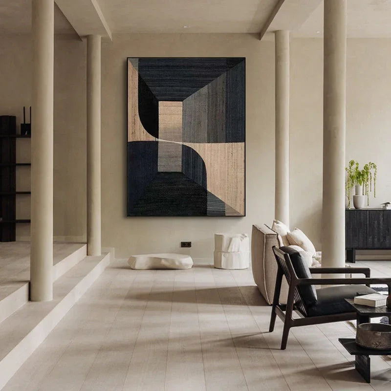Geometric Tranquility-Geometric Space Abstract Wall Art with Extremely Simple Style - artextured