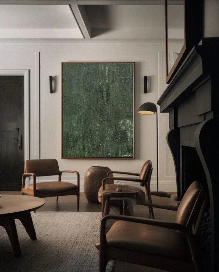 Forest Depths - Abstract Deep Green Texture Oil Painting Wall Art - artextured