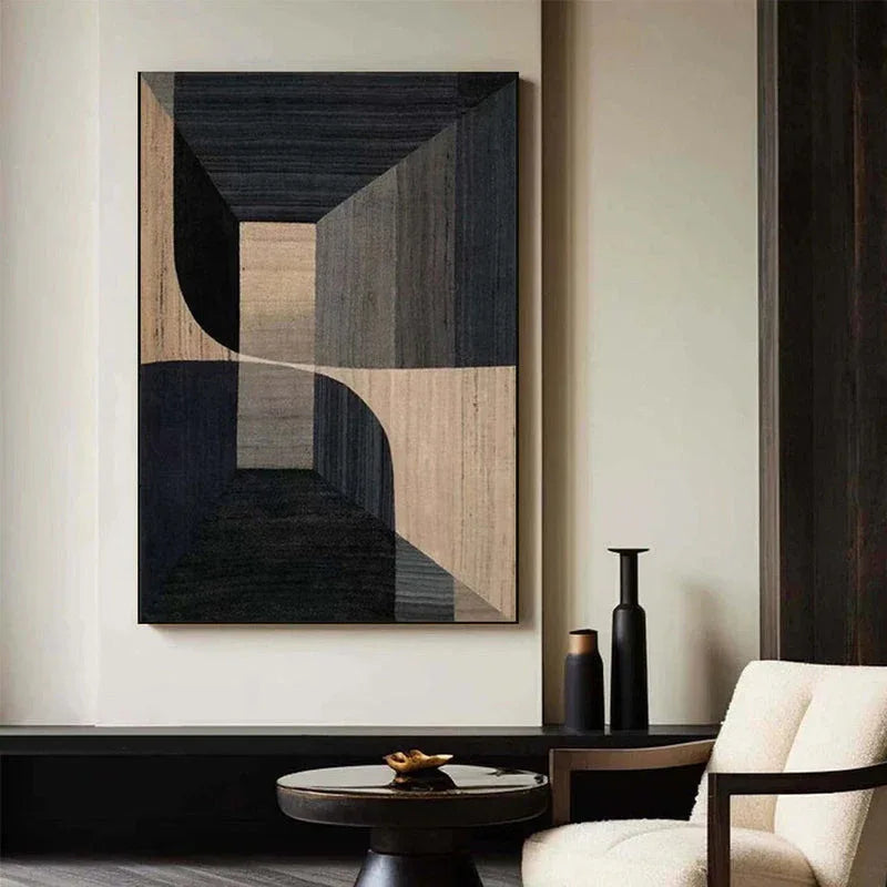 Geometric Tranquility-Geometric Space Abstract Wall Art with Extremely Simple Style - artextured