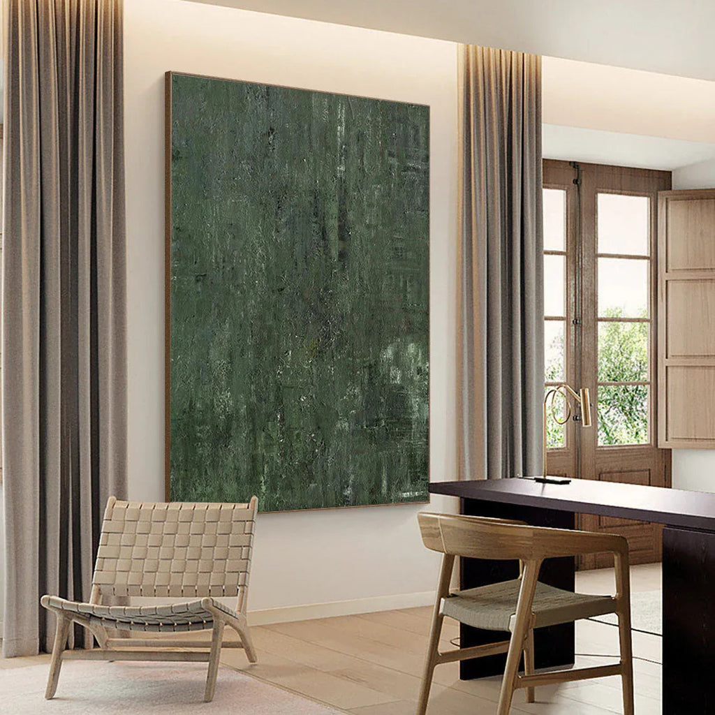 Forest Depths - Abstract Deep Green Texture Oil Painting Wall Art - artextured