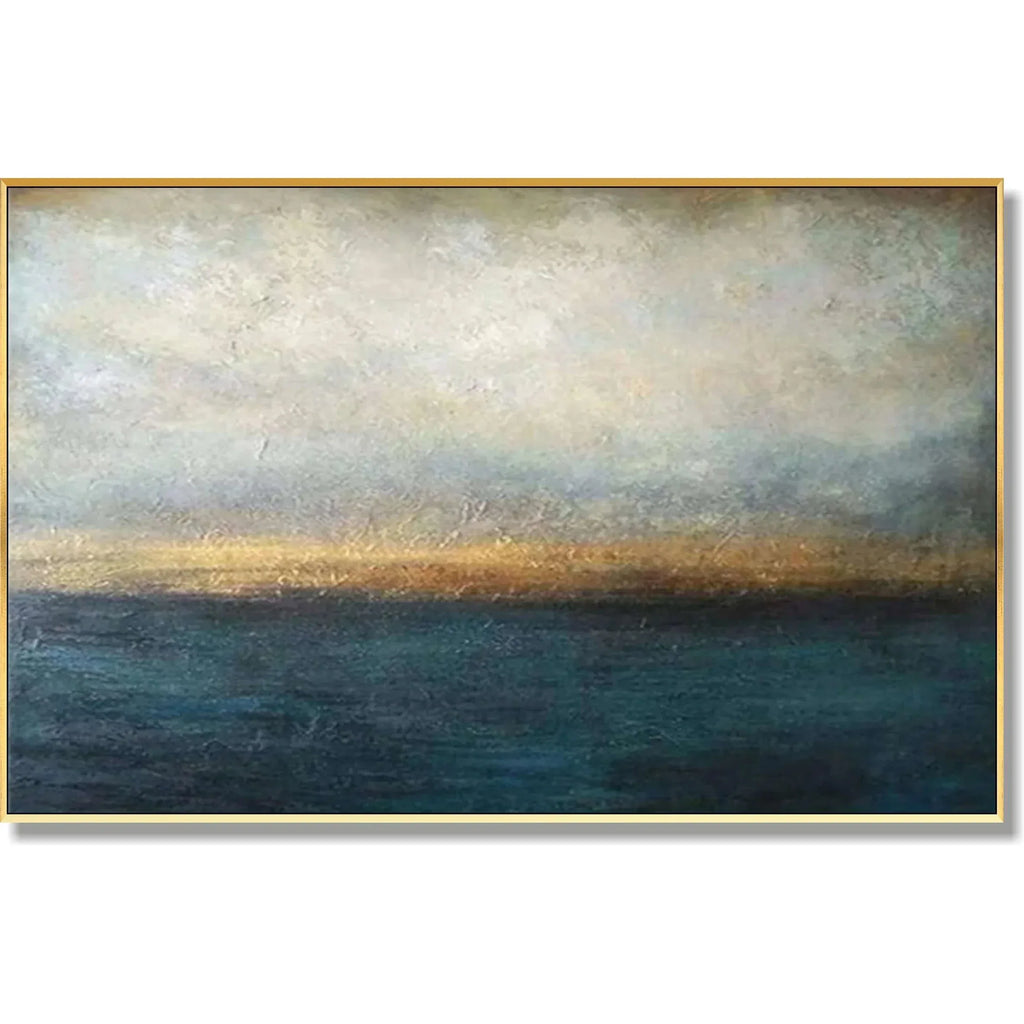 Horizon’s Golden Hush-Deep-Sea Gilding Texture Oil Painting Wall Art for Modern Interior Design - artextured
