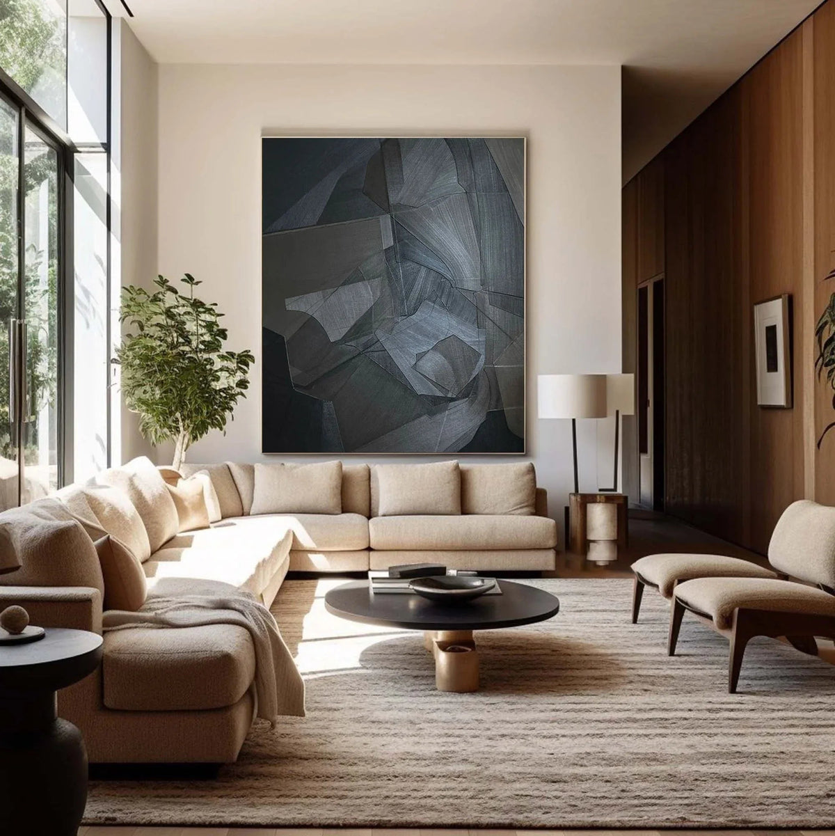 Shadow Geometry-Dark Geometric Abstract Wall Art - artextured