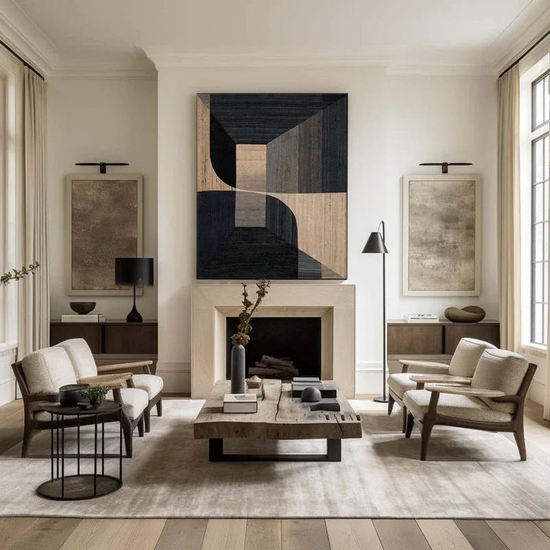 Geometric Tranquility-Geometric Space Abstract Wall Art with Extremely Simple Style - artextured