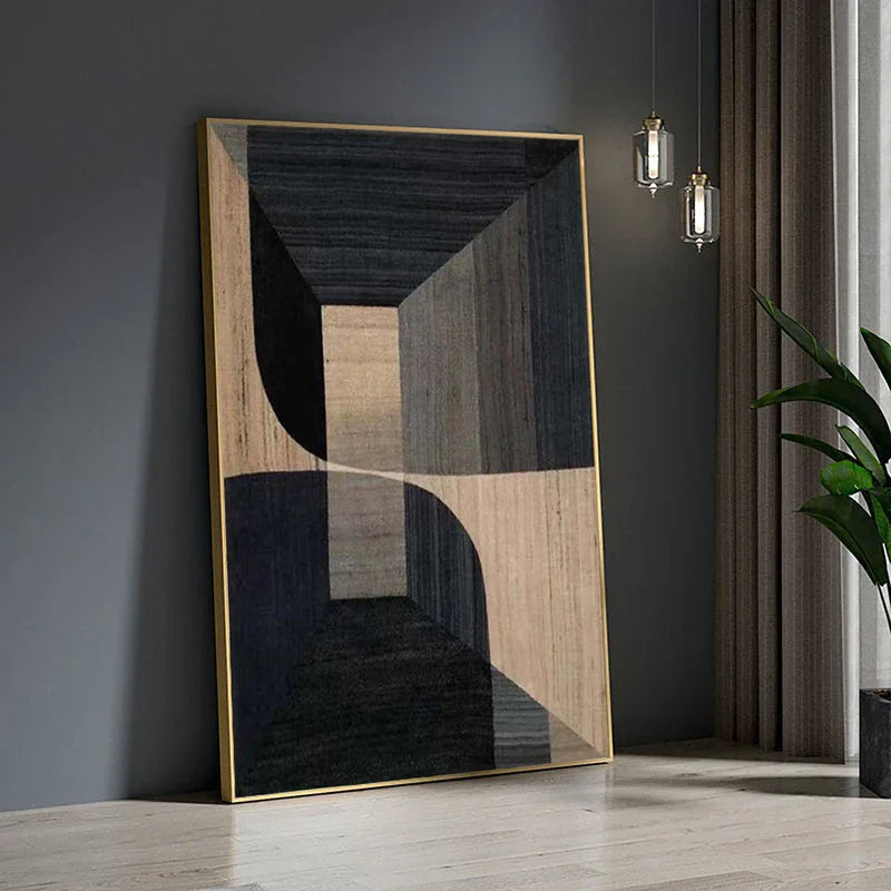 Geometric Tranquility-Geometric Space Abstract Wall Art with Extremely Simple Style - artextured