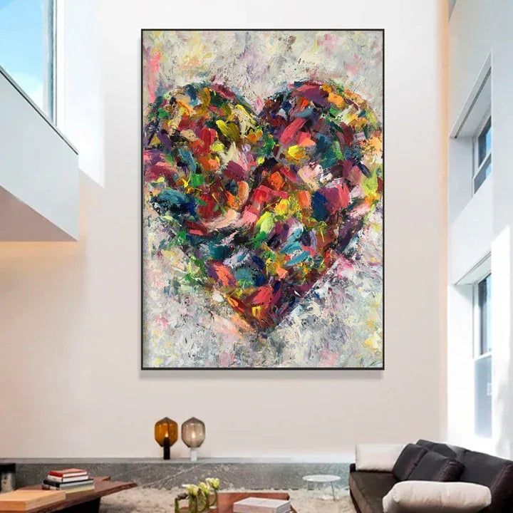 Heart of Abstraction-Vertical Hand-Painted Color Weaving Love Heart Abstract Wall Art - artextured