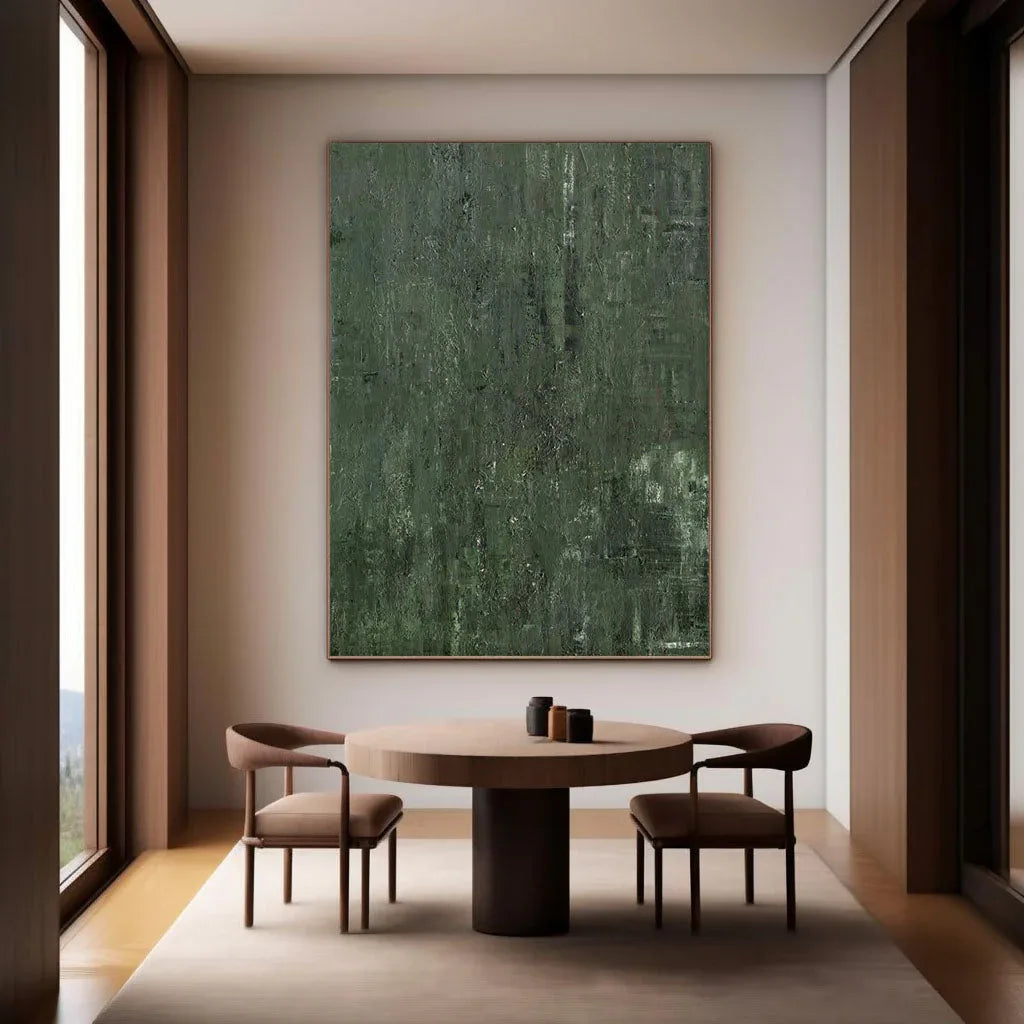 Forest Depths - Abstract Deep Green Texture Oil Painting Wall Art - artextured