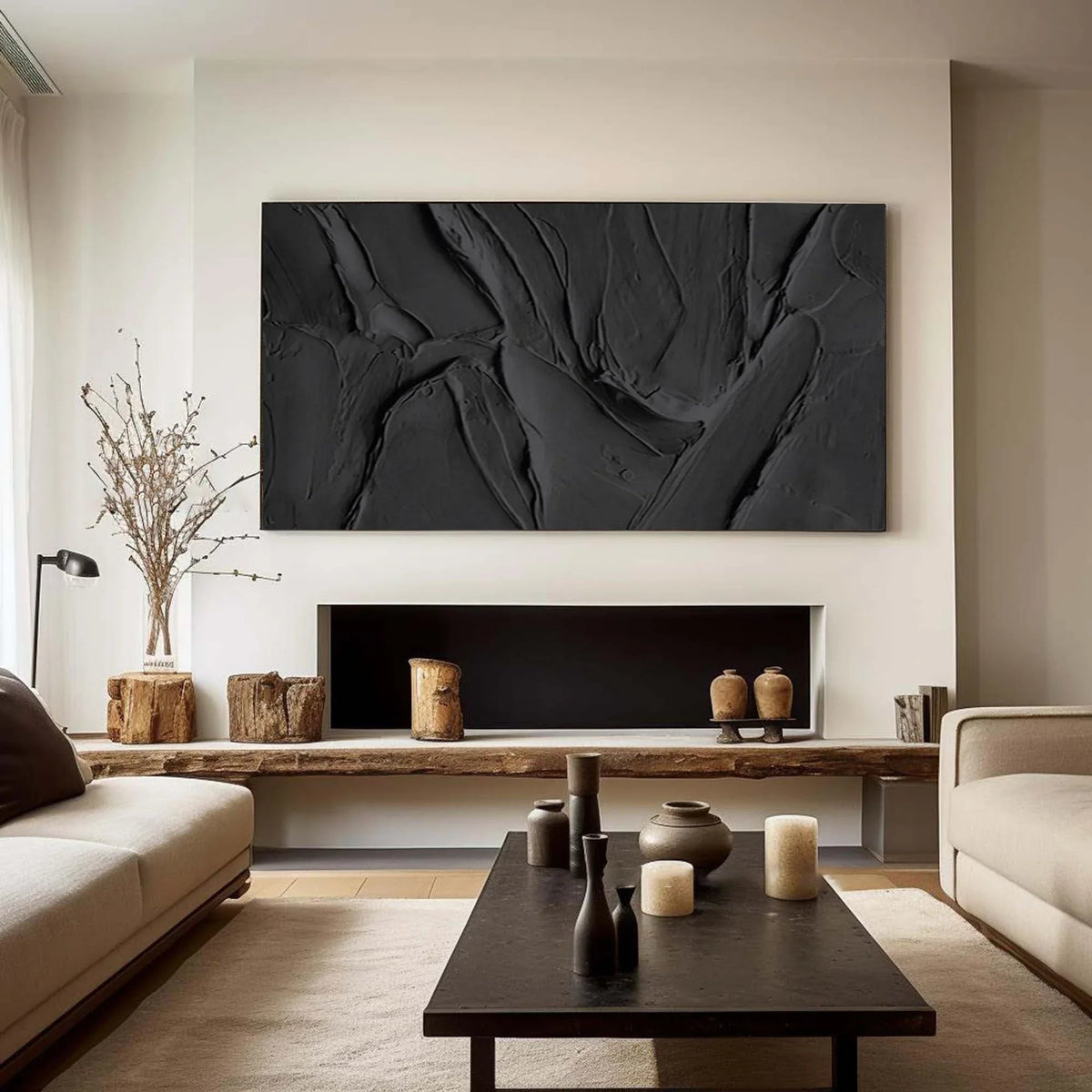 Velvet Shadows-Abstract Black Vein Texture Wall Art - artextured