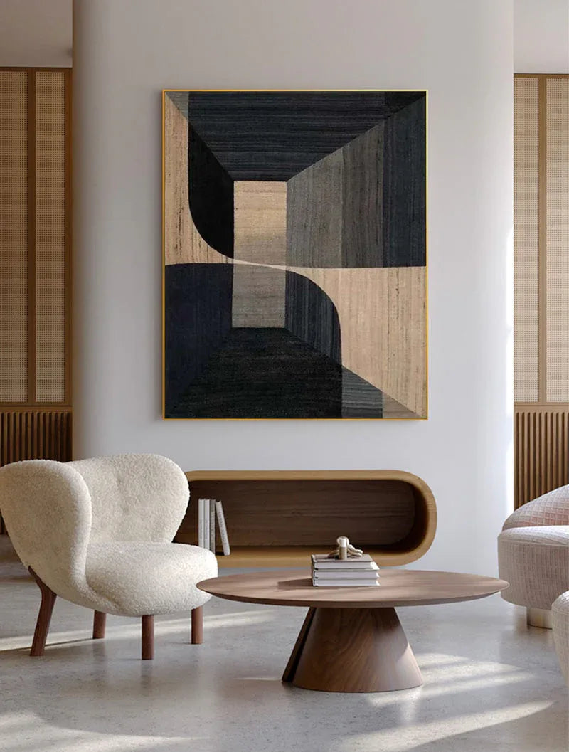Geometric Tranquility-Geometric Space Abstract Wall Art with Extremely Simple Style - artextured