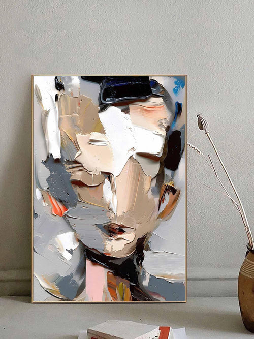 Abstract Portrait-Vertical Three-Dimensional Abstract Portrait Texture Wall Art - artextured