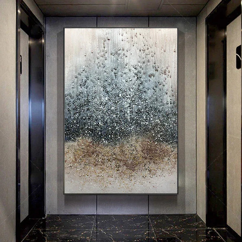 Ethereal Rain-Modern Texture Particle Relief Abstract Wall Art - artextured