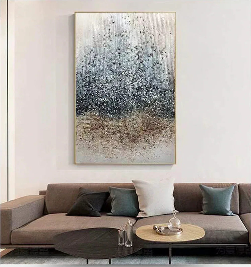 Ethereal Rain-Modern Texture Particle Relief Abstract Wall Art - artextured
