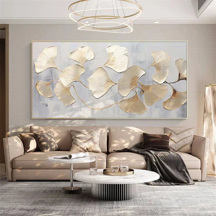 Gold Ginkgo Texture Art-The Art of Thick Coated Gold Leaf Texture Wall in Modern Home Decoration - artextured