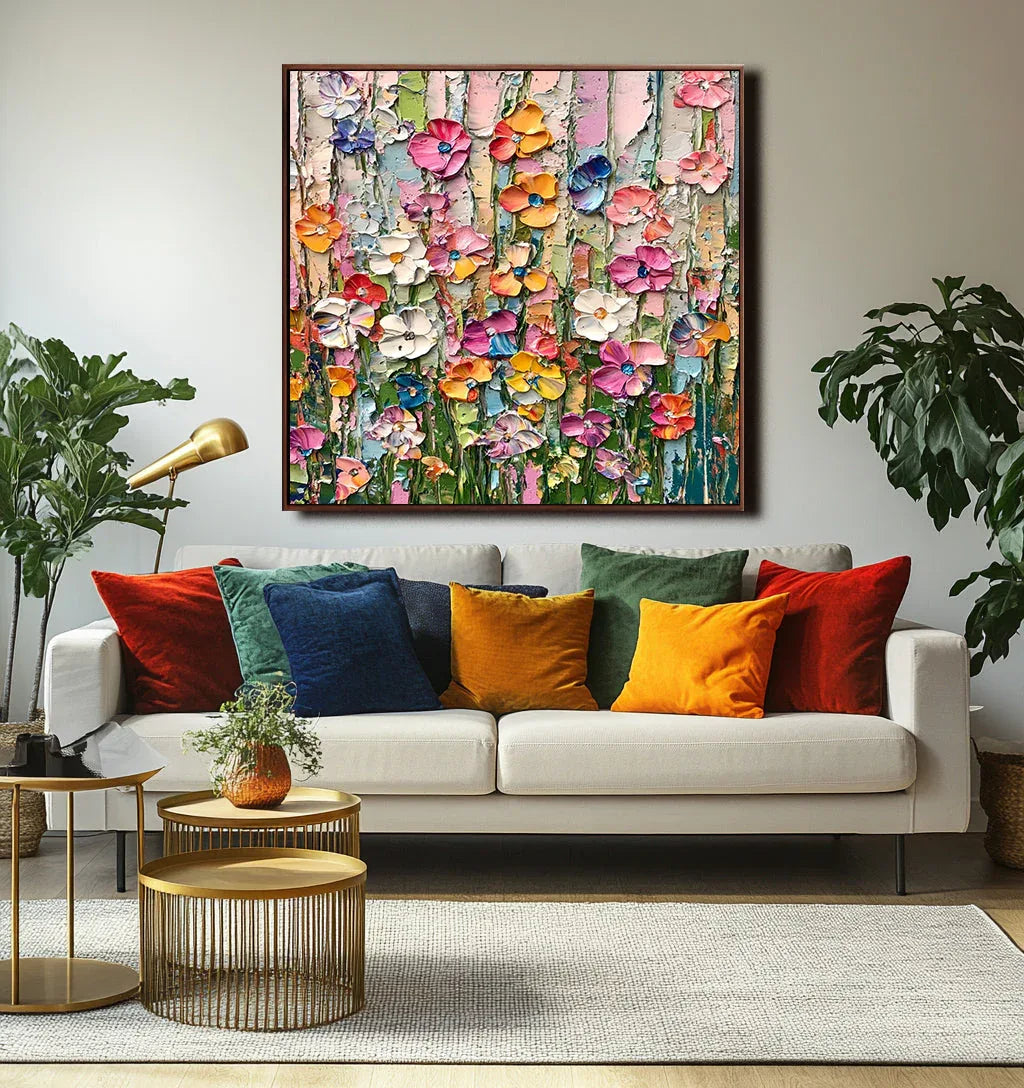 Floral Bloom Extravaganza-Hand Drawn Flower Border Abstract Texture Wall Art - artextured