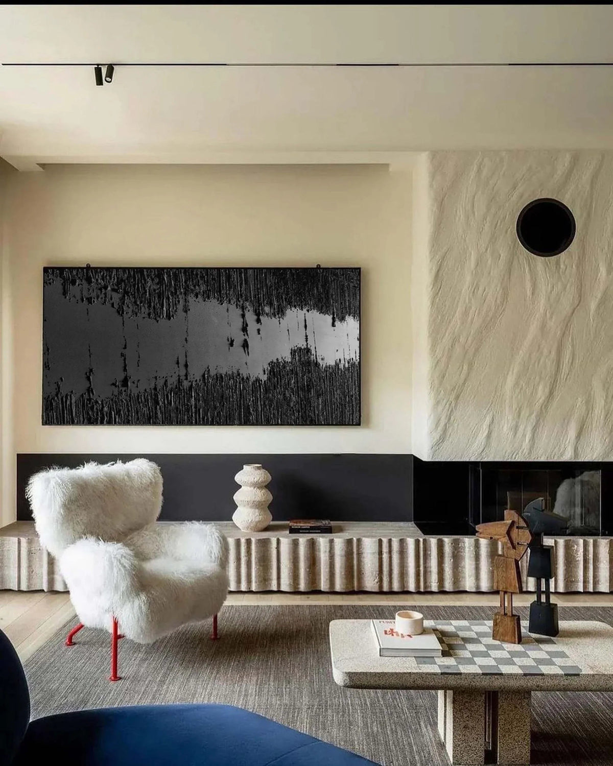 Midnight Echo-Minimally Abstract Thick Black Textured Oil Painting Wall Art - artextured