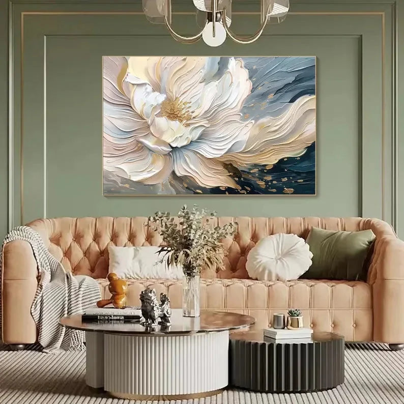 Blooming Elegance-Modern Textured 3D Floral Oil Painting Wall Art - artextured