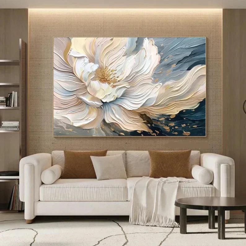 Blooming Elegance-Modern Textured 3D Floral Oil Painting Wall Art - artextured
