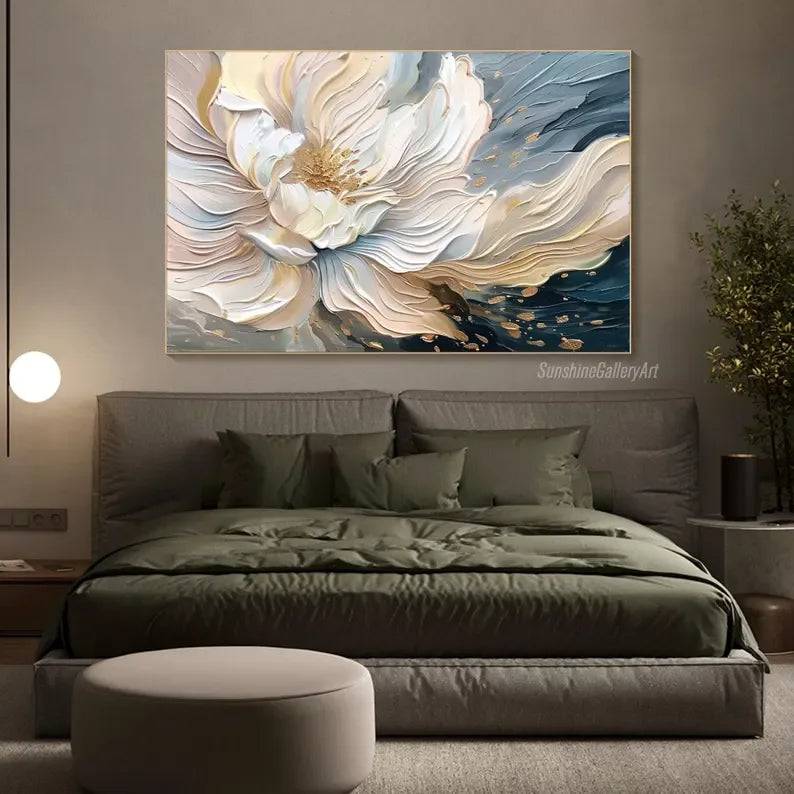 Blooming Elegance-Modern Textured 3D Floral Oil Painting Wall Art - artextured
