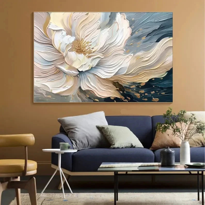 Blooming Elegance-Modern Textured 3D Floral Oil Painting Wall Art - artextured