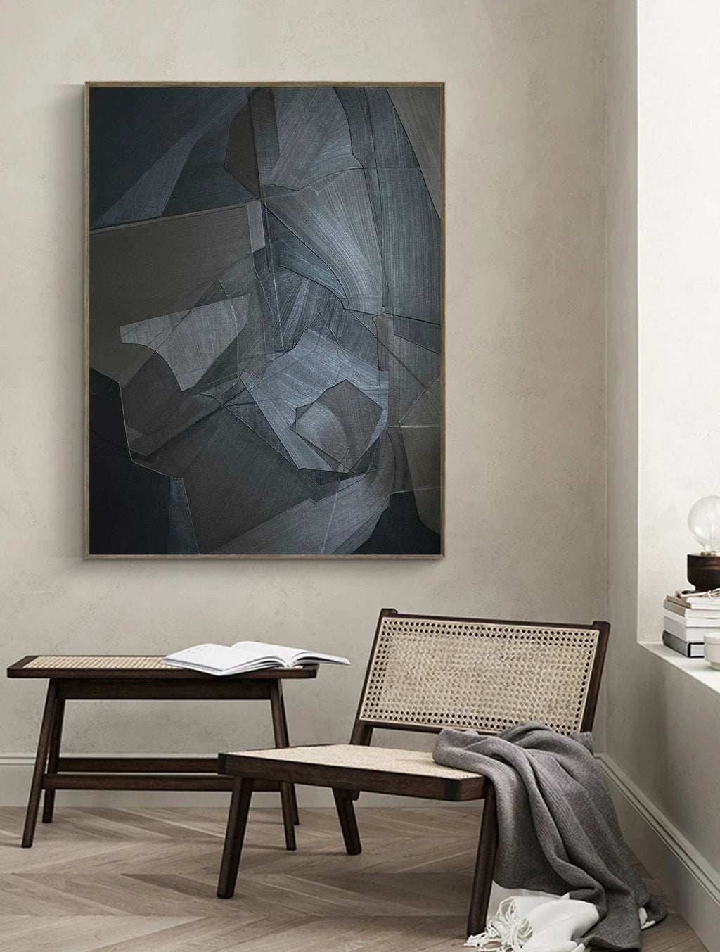 Shadow Geometry-Dark Geometric Abstract Wall Art - artextured