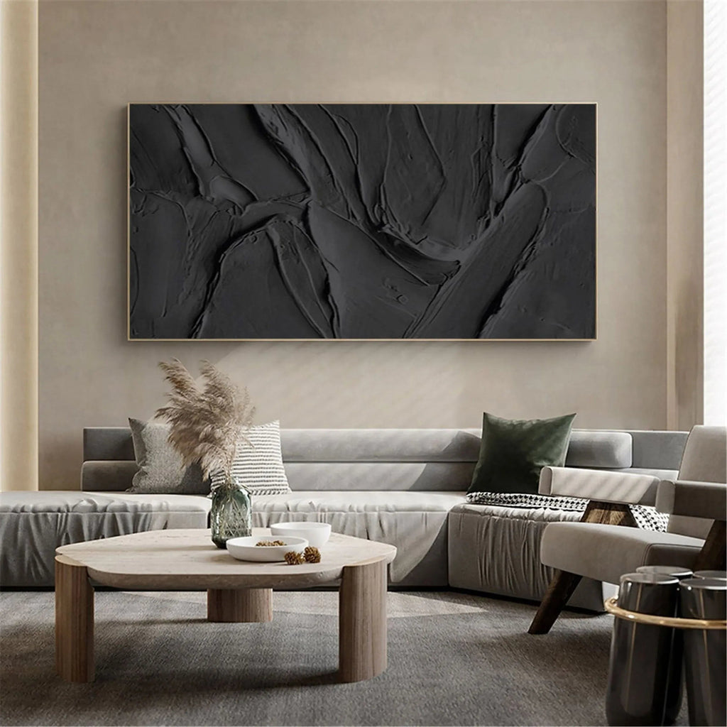 Velvet Shadows-Abstract Black Vein Texture Wall Art - artextured