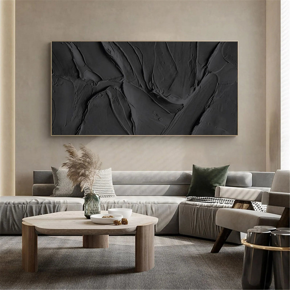 Velvet Shadows-Abstract Black Vein Texture Wall Art - artextured